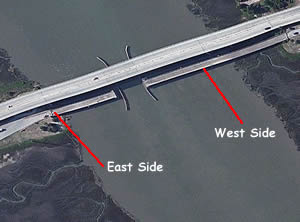 Torras Causeway bridge pier fishing east torras causeway fishing bridge pier east side